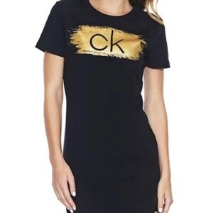 Calvin Klein Black Dress with Gold Logo NWOT